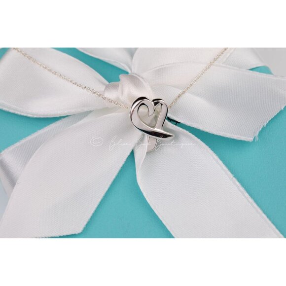 TIFFANY & Co. Sterling 925 Silver Paloma Picasso Loving Heart Necklace 16" Chain - Picture 3 of 8